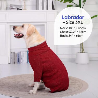 Пуловер для собак ASENKU XXL, теплий пуловер для великих собак, дівчаток та хлопчиків, для Пітбуля, Лабрадора, червоний, універсальний (Getaway Solids)