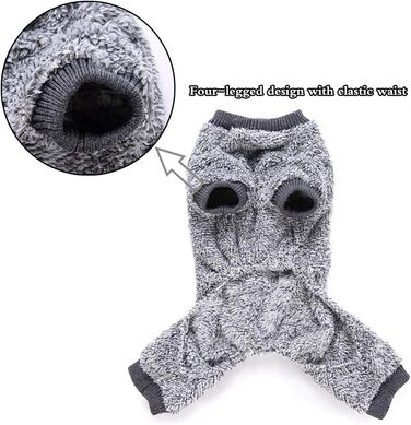 Піжама для собак Oncpcare з флісу, теплий халат, комбінезон, сорочка для собак та котів, 100% бавовна, сірий колір, розмір S