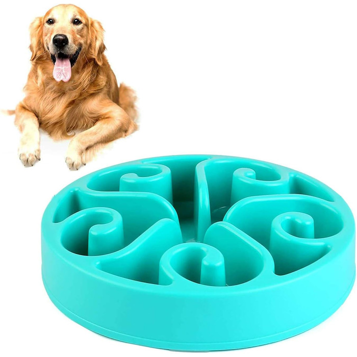 Миска для собак Slow Feeder, інтерактивна, лабіринт, синього кольору, протиковтання, для повільного годування