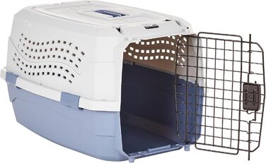 Будиночок для котів Amazon Basics, двохдверний, синій, 58x38x33 см, переноска для домашніх тварин