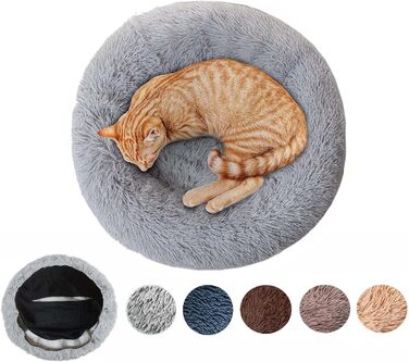 Ортопедичне круглі ліжко для собак XL: м'яке, антистрес, з ефектом пам'яті, для великих та середніх собак, легко миється, сірий колір, діаметр 70 см