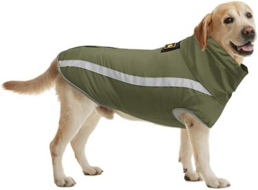 Водонепроникний зимовий теплий одяг для собак FeimaX: куртка з флісовою підкладкою, світловідбиваючі елементи, розмір XXL, оливковий