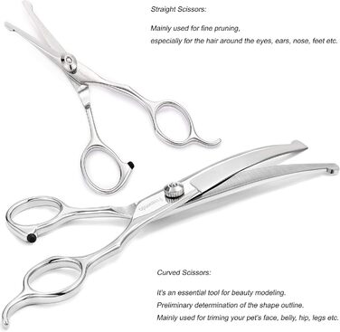 Ножиці для собак Freewindo, професійні, з округлою кінчиком, з нержавіючої сталі, для грумінгу всього тіла