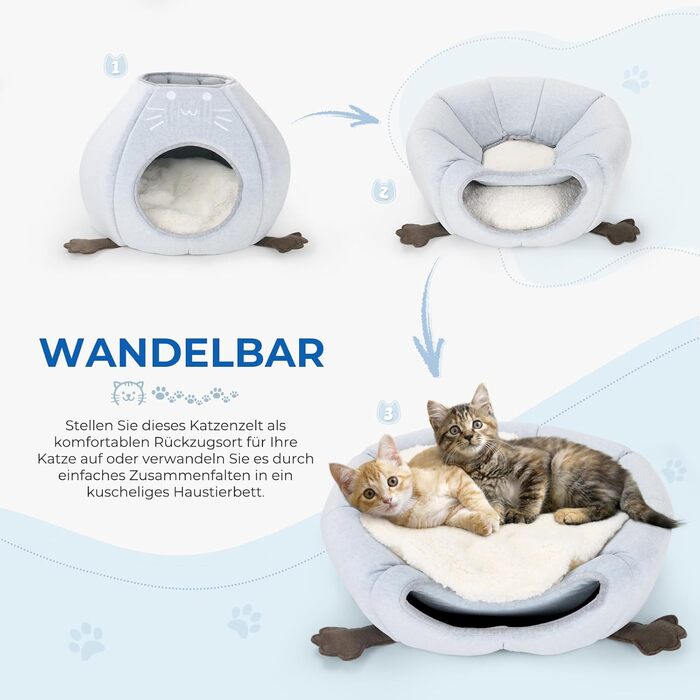 Кігтеточка-будиночок для котів, блакитна, розмір M, 40x40x35 см. Зручне ліжко з Sherpa подушкою, ідеально для дому.