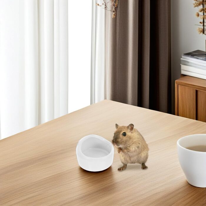 Набір мисок для гризунів Ipetboom (2 шт.) - білі миски для води та їжі для хом'яків, кроликів, морських свинок, мишей (середній)