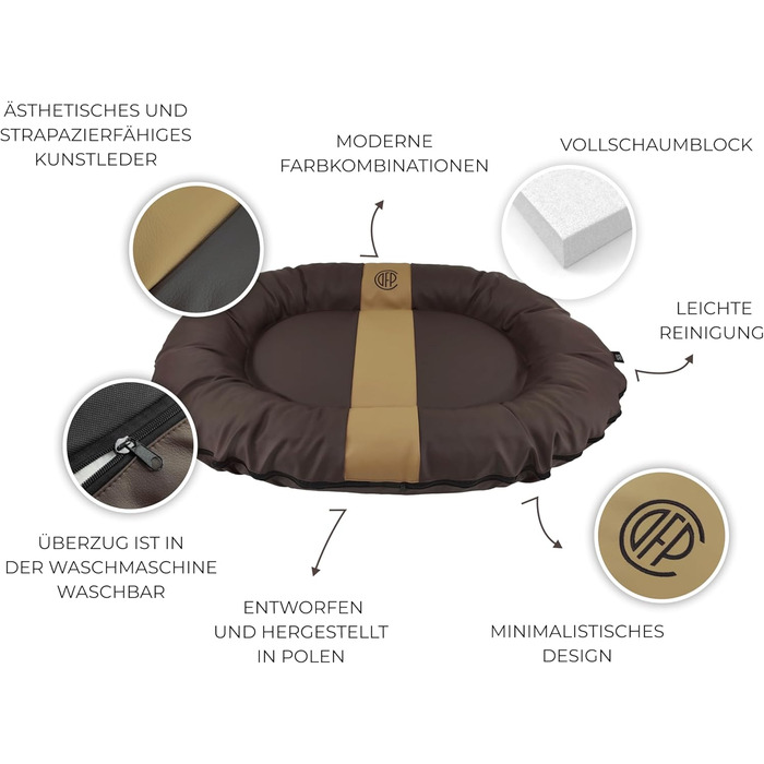 CAZO Oslo лежанка для собак та котів овальна, 80 x 60 x 14 см, розмір S, колір коричневий, модель L2021/B