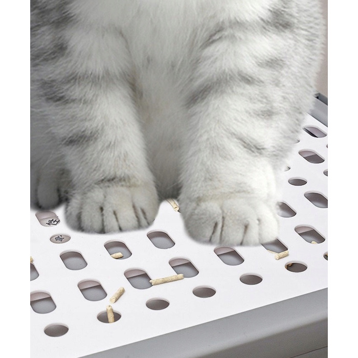 Закритий лоток-туалет для котів, сірий, з ручкою та висувною шухлядою, 50 x 40 x 38 см