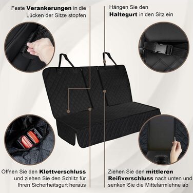 Захист для заднього сидіння автомобіля Angooni для собак - вологостійкий, неслизький, стійкий до подряпин (135×120cm) - універсальний захист для заднього сидіння 135см