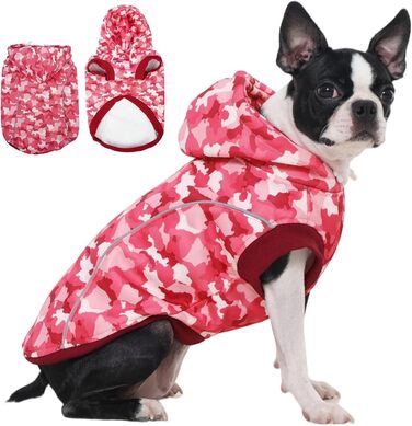 Світшот для собак IECOii, теплий зимовий пуховик для собак з отвором для повідка та світловідбиваючими смугами, осінній/зимовий худі для собак, собачий светр, одяг для собак, флісовий пуловер (M-4XL) (L, Рожевий)