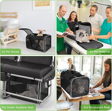 Транспортний бокс для котів Lannvan, до 6,5 кг, чорний (45x30x30 см)