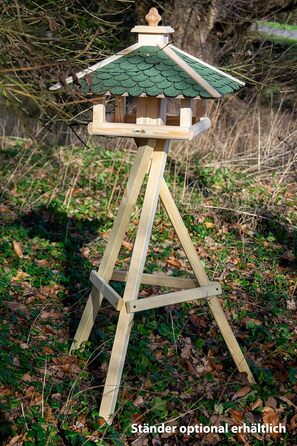 Кормушка для птахів Dobar® 44256e - дерев'яна годівниця для птахів з бітумним дахом, годівниця-вілла на ланцюжку, для саду/тераси/балкону, 39 x 39 x 30 см, зелений прямокутник