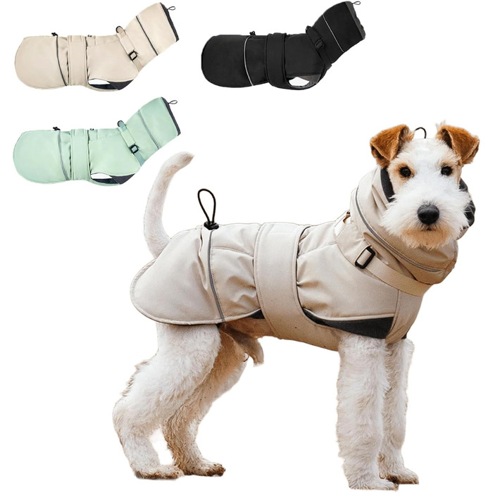 Тепла зимова жилетка для собак Wintermante, флісова комірця, для активного відпочинку, з кріпленням для шлейки, пуховик (Бежевий, 2XL)