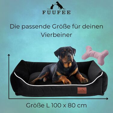 Крісло-ліжко для собак FUUFEE L (100 x 80 см) | Зручне ліжко для великих собак | Легко миється, знімний чохол на блискавці | Колір: Чорний