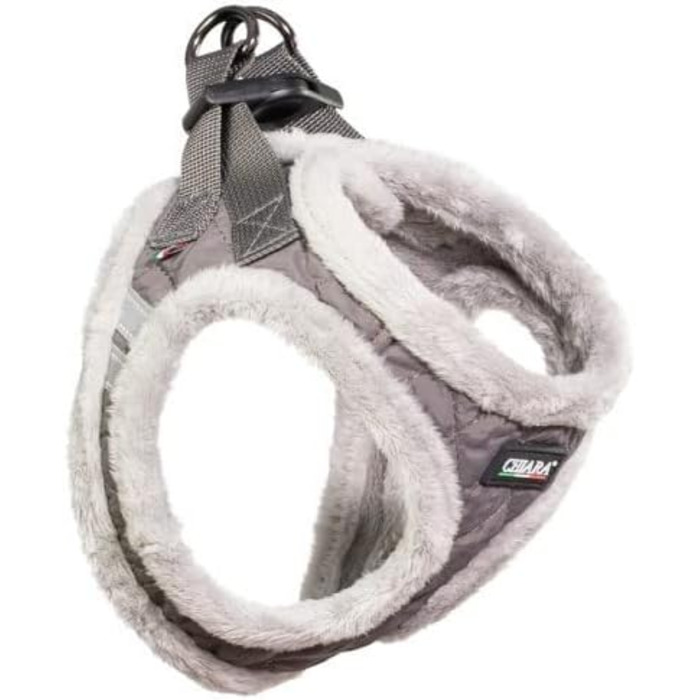 М'який шлейка для собак CHIARA MIA, XXS (сірий, водонепроникний, з регулюванням на липучці, світловідбиваючі смуги)