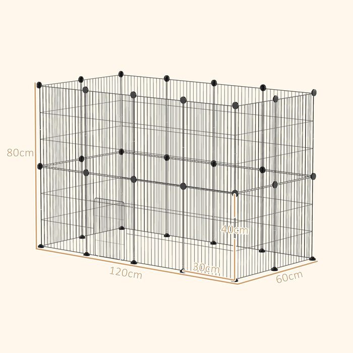 Клітка для кроликів та морських свинок PawHut, вольєр для дрібних тварин, вольєр для вигулу, сталева клітка, чорний колір, 120 x 60 x 80 см