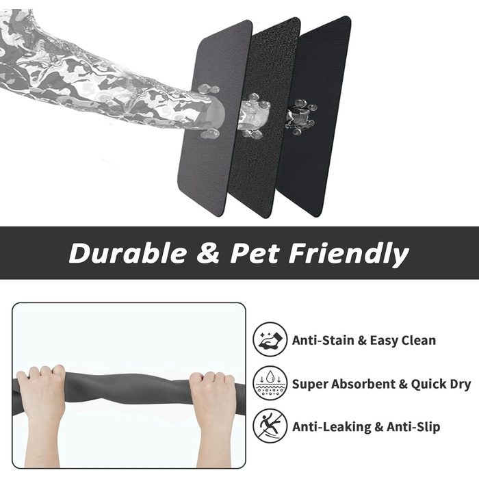 Килимок для годування домашніх тварин HotLive: поглинаючий, без плям, для собак та котів. Легко миється, швидко сохне. Розмір 12'x19' (18'x28', сірий, темно-сірий)