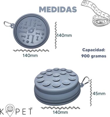 KPET LamiBowl: Складаний дорожній миска для води та корму для собак та котів, силікон, сірий