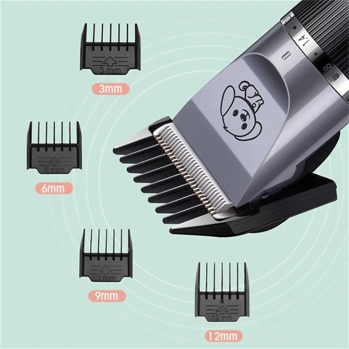 Машинка для стрижки собак Bjaf Dog Clipper Pro - тиха, бездротова, 4 насадки, для котів та собак, сіра