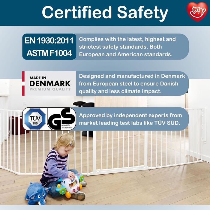 BabyDan Flex XXL, захисне ворота для каміну та сходів, 90-350 см, чорний колір, виробництво Данія