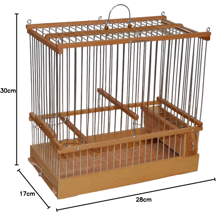 Клітка для птахів Vogelbauer дерев'яна, традиційна, ручної роботи (27x27x15 см)