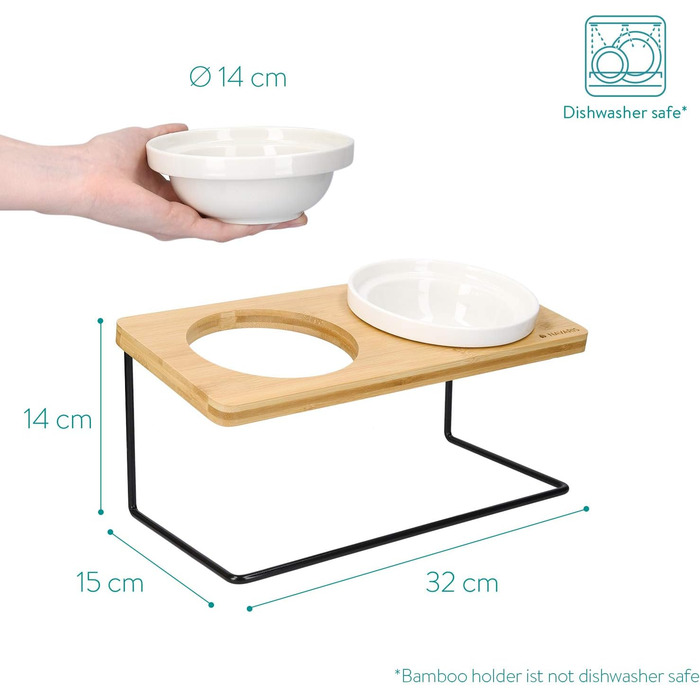 Підвищені годівниці для котів Navaris - 2 годівниці з кераміки - годівниця для котів та собак