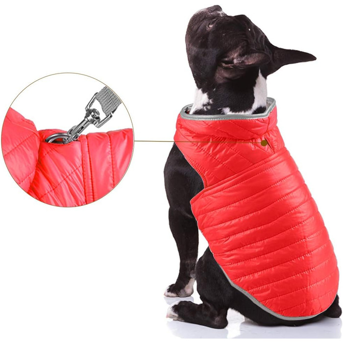 Зимова куртка для собак - тепла, водонепроникна жилетка з наповнювачем, світловідбиваюча, для осені/зими (XL, червоний + синій)