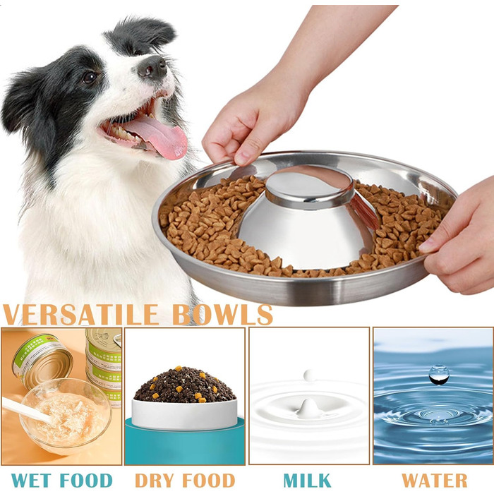 Набори мисок для цуценят Nexboraque (2 шт.) з нержавіючої сталі – 25,4 см, повільне годування, для кількох цуценят, собак та котів