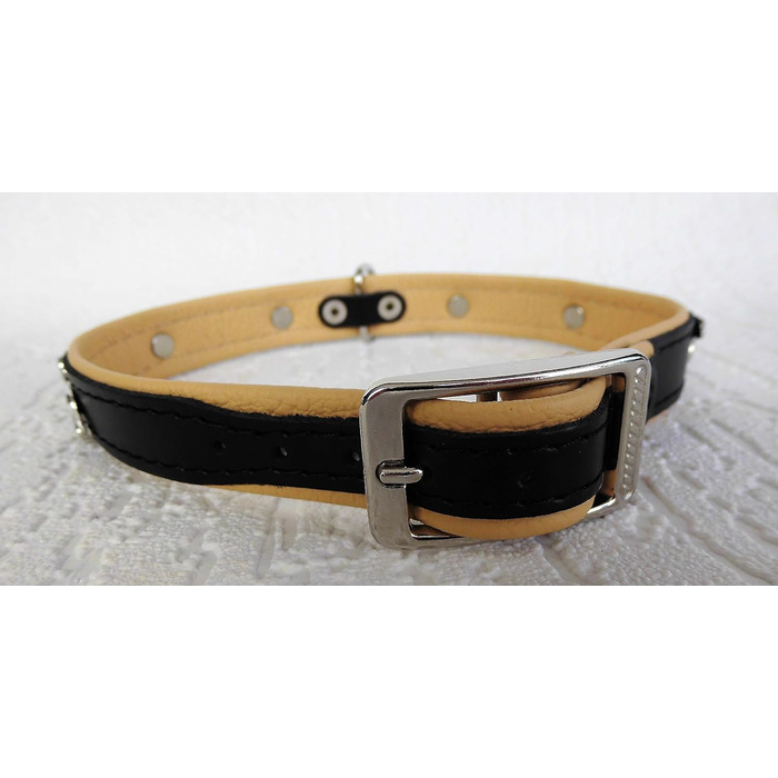 Льорочок для собак DACKEL, шкіряний, обхват шиї 28-32см, 30-36см, 36-41см, Чорний - Бежевий, НОВИЙ