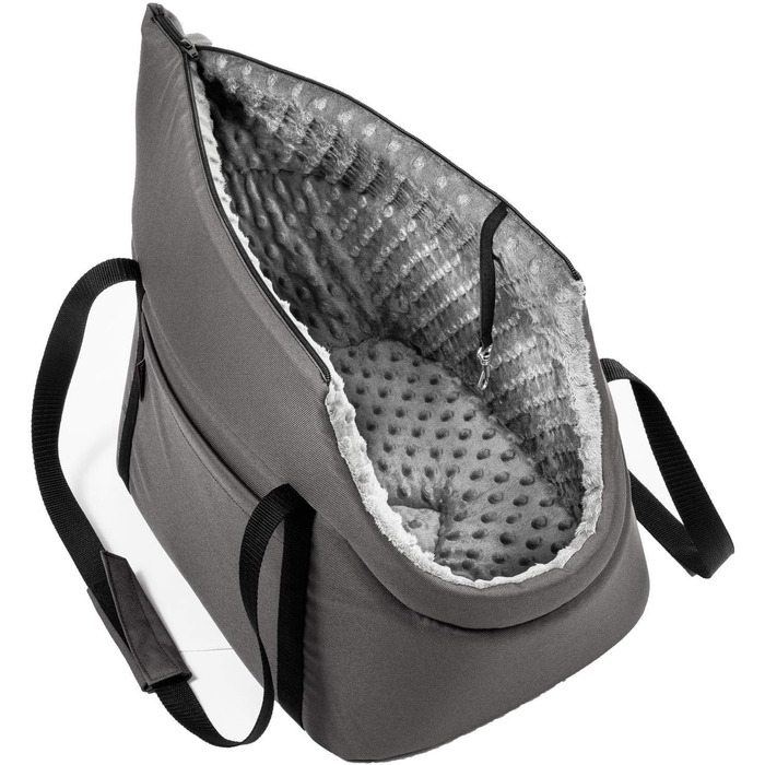 Трансформер для собак та котів (сірий), 34 x 22 x 26 см - переноска для цуценят та маленьких собак до 5 кг (плюшевий матеріал з буграми)