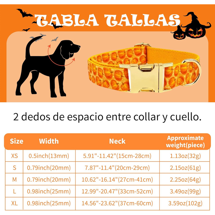 Персоналізоване собаче ошийник з металевою застібкою, двостороннє оксамитове ошийник з іменем та номером телефону, регульовані розміри для собак маленьких, середніх та великих порід (на Хелловін)