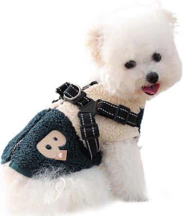 Зимова куртка для собак з отвором для шлейки, флісова підкладка | Для малих та середніх собак | Підходить для прогулянок, спорту та активного відпочинку | Рожево-білий та зелено-білий кольори