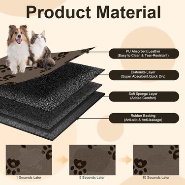 Килимок для годівлі собак Bleswin 30x50 см, водопоглинаючий, неслизький, коричневий