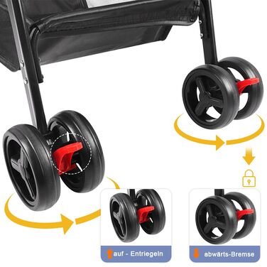 Візок для собак середніх порід, 25 кг, 4-колісний візок для собак та котів, складаний, для подорожей, сірий (50 x 65 x 99 см)