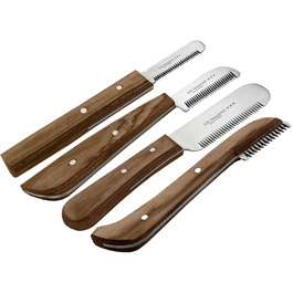 Набір для грумінгу собак 4 в 1: машинка для стрижки, щітка для підшерстя, триммінгові гребені, видалення ковтунів. З нержавіючої сталі з дерев'яною ручкою