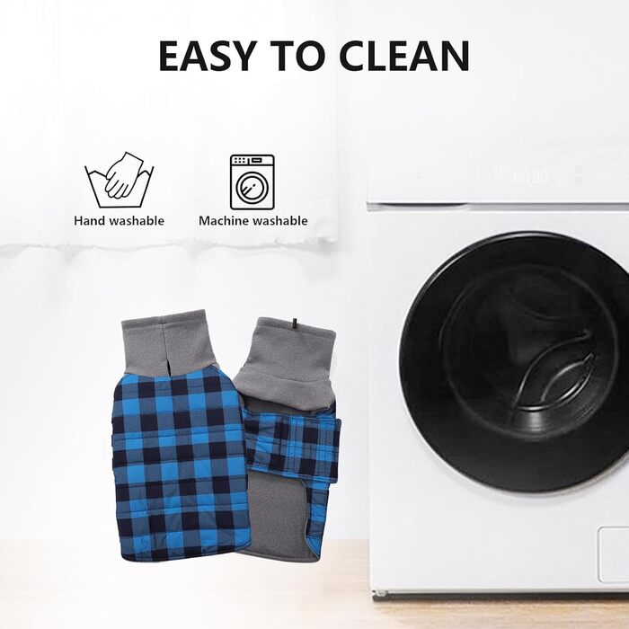 Теплий водонепроникний зимовий одяг для собак (Такса) - блакитний, розмір L, в клітинку