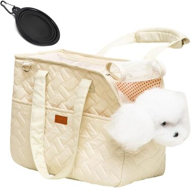 Сумка-переноска для собак, кроликів та котів з бічними кишенями, довгим ременем, бавовняна сумка, 35*25*15,5 см, м'яка переноска для цуценят, складана сумка для подорожей, миска-складна.