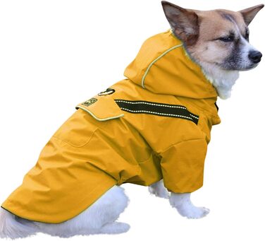 Жовтий дощовик для цуценят та маленьких собак JoyDaog з капюшоном та кишенями, водонепроникний, XS