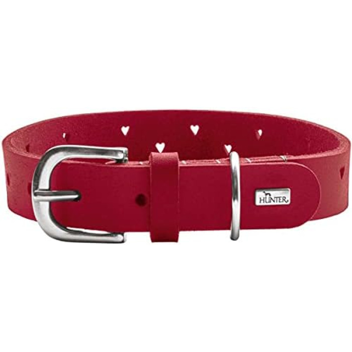 Нашийник для собак HUNTER Aalborg Soul, червоний, з сердечком, міцний, розмір 35