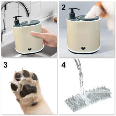 Pawclean Pro: Автоматичний очищувач лап для собак та котів – 360° силіконова щітка, USB-зарядка, ретельне очищення, білий/блакитний (білий) (Бежевий-1)