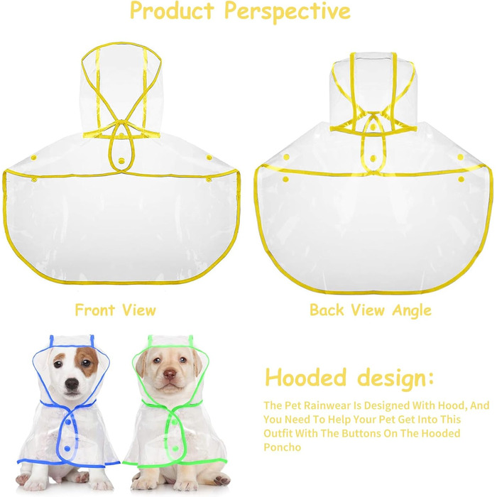Дощовик для собак PETCUTE, жовтий, PVC, з капюшоном, дихаючий, для середніх та великих собак (6XL)