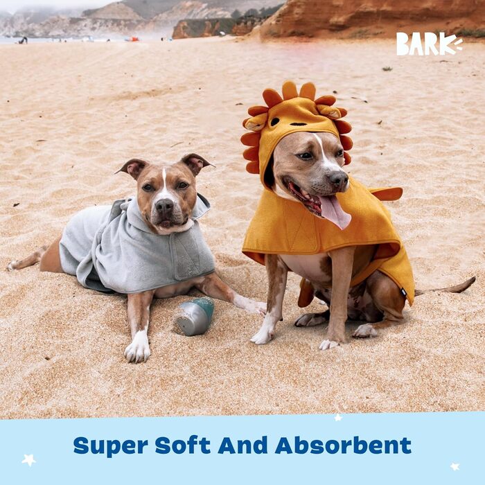 Рушник для собак BarkBox – халат, легкий, швидковисихаючий, розмір S (Лев/Носоріг, Medium)