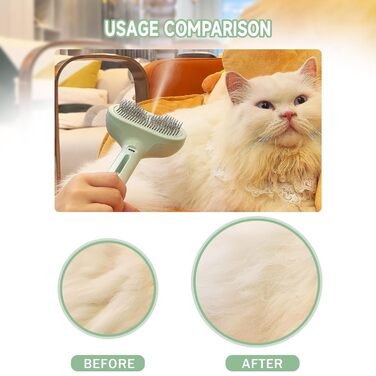 Парова щітка 3-в-1 для котів та собак - видалення шерсті, водяний спрей, для довгої та короткої шерсті (зелена)