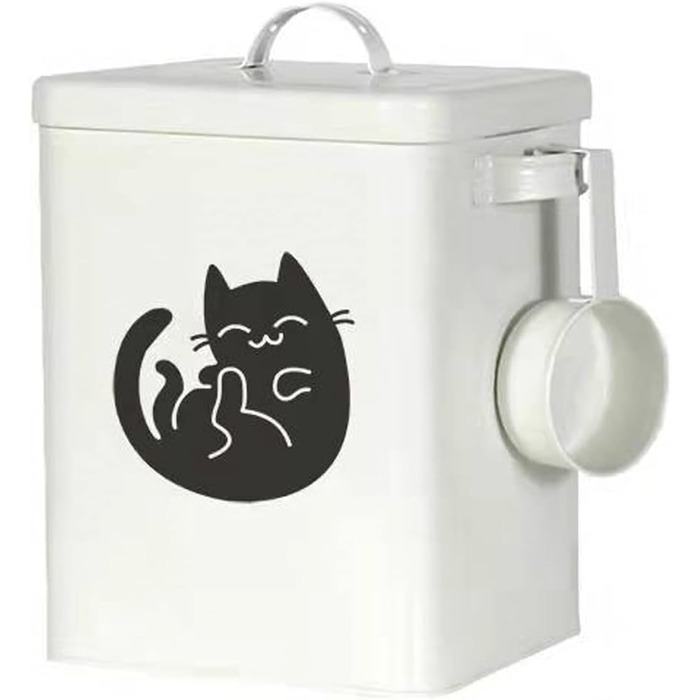 Металевий контейнер для корму для собак та котів 6L з мірним стаканчиком, кришкою та ложкою, іграшка мишка, милий контейнер для зберігання корму для тварин