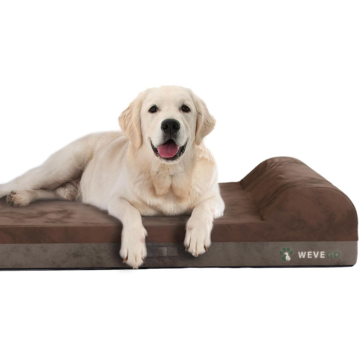 Велике ортопедичне ліжко для собак з гелевою піною та водонепроникним чохлом (89x56x20 см, коричневе)