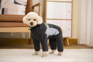 Флісовий теплий зимовий костюм для собак BT Bär з кільцем D, світловідбиваючими елементами та блискавкою (S, Темний сірий)