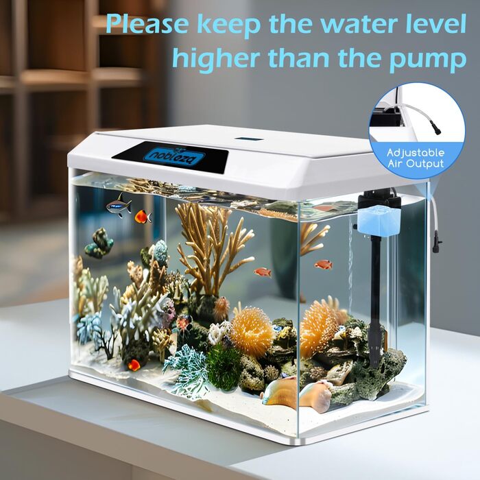 Акваріум Nobleza 54L Комплект: нано-акваріум з LED-підсвічуванням та фільтром, білий