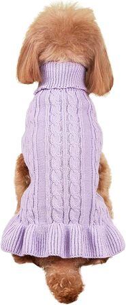 Пуловер для собак, розмір M, акрил, з коміром-горловиною, для собак маленьких та великих порід, 5,9–7,3 кг, теплий та зручний (Світло-фіолетовий)