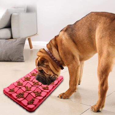 Килимок для котів та собак, силіконовий, повільне годування, проти нудьги, для корму та ласощів (Червоний)