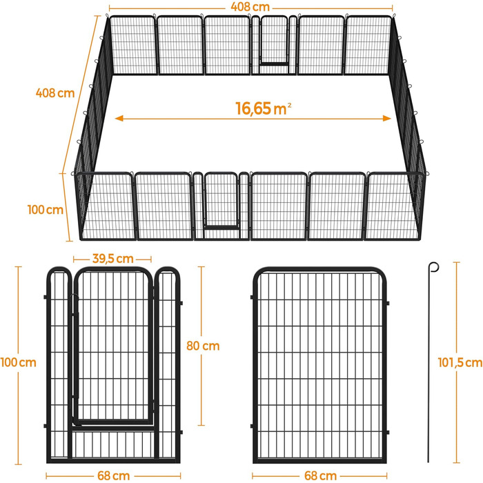 Клітка для цуценят Yaheetech з 24 елементів, 100 см, для дому та саду