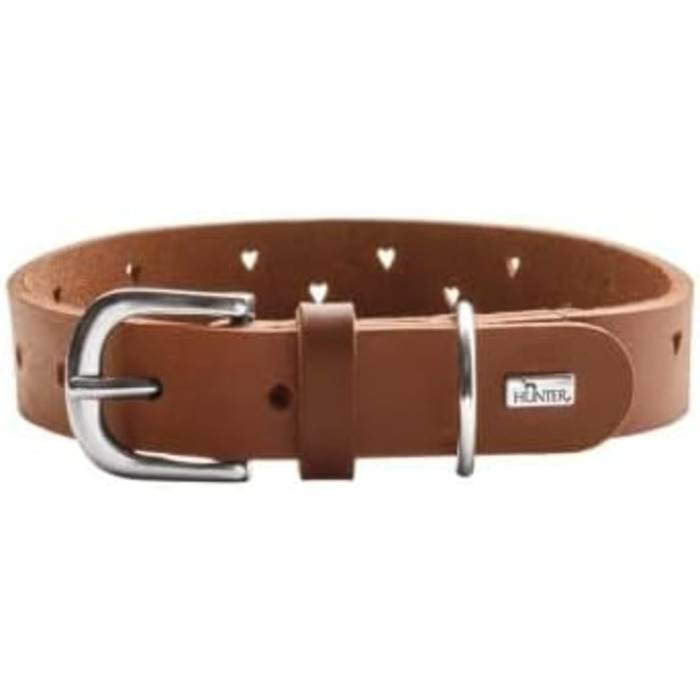 Нашийник для собак HUNTER Aalborg Soul, колір коньячний з сердечком, міцний, розмір 30